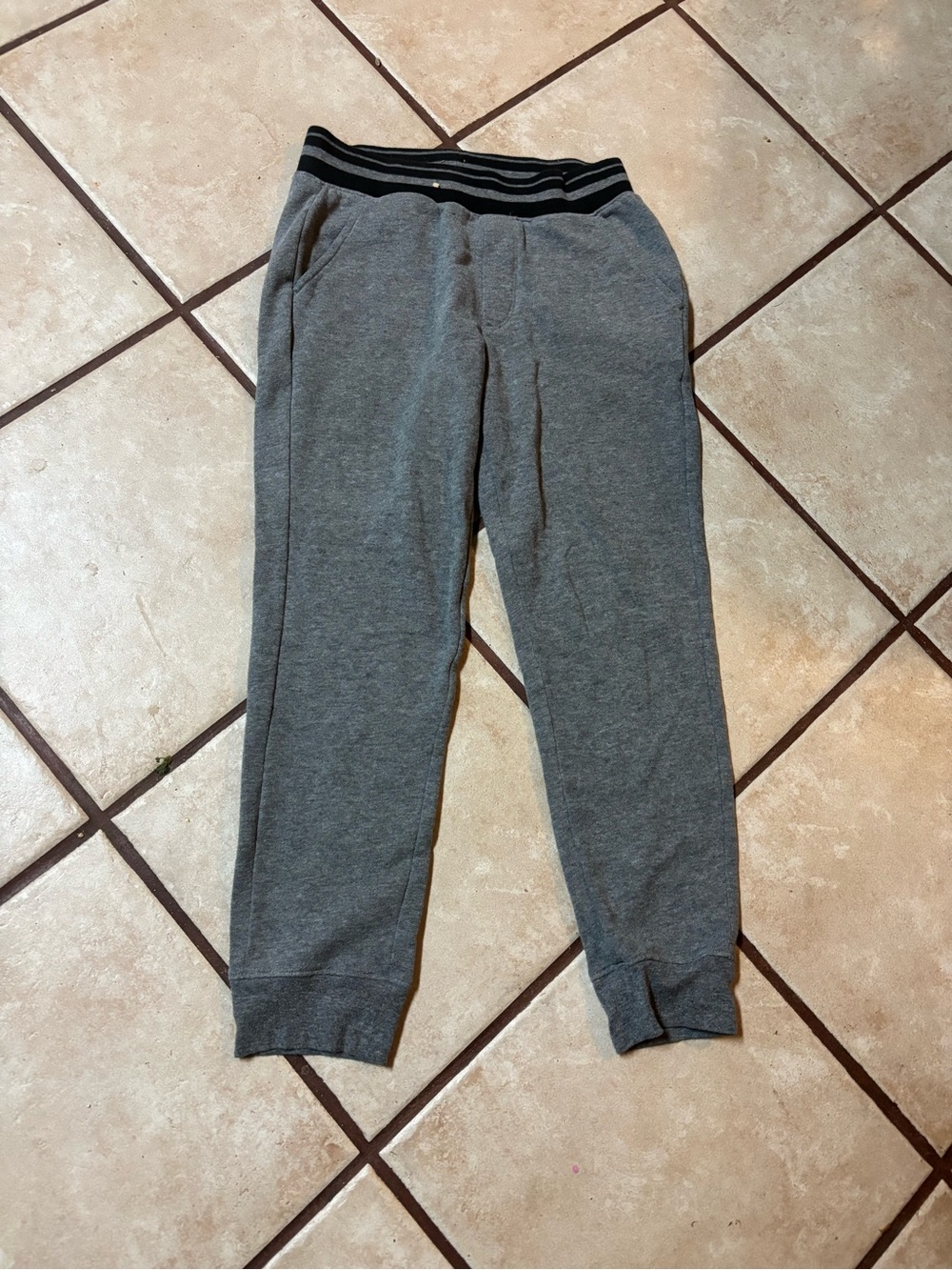 Athletic Works Gray Kids Sweatpants with Striped Waistband
